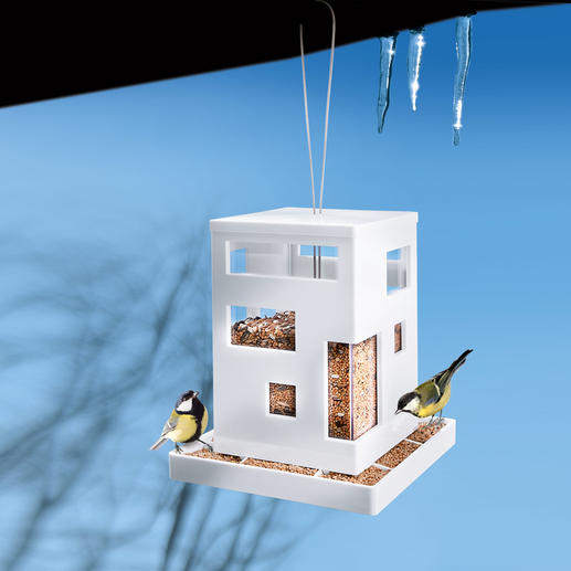 Bauhaus Style Bird Feeder A modern classic. Made from sturdy, easy-care plastic.