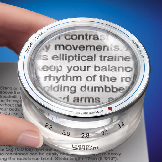 Magnifying Glass with zoom Extremely bright reading area, no distortion, no electricity, no batteries.  Zoom function.