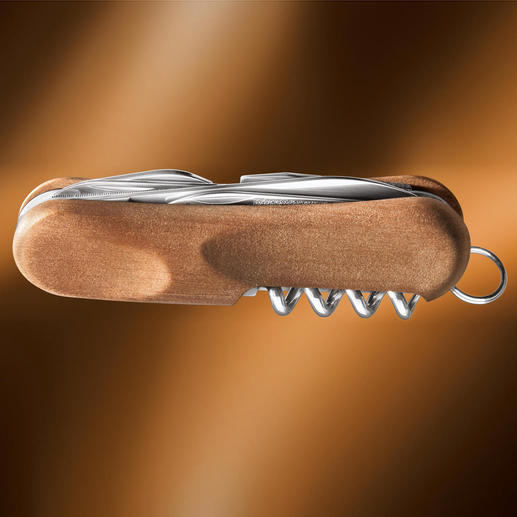 Evo Wood Swiss Army Knife 8 tools encased in an elegant pear wood handle.