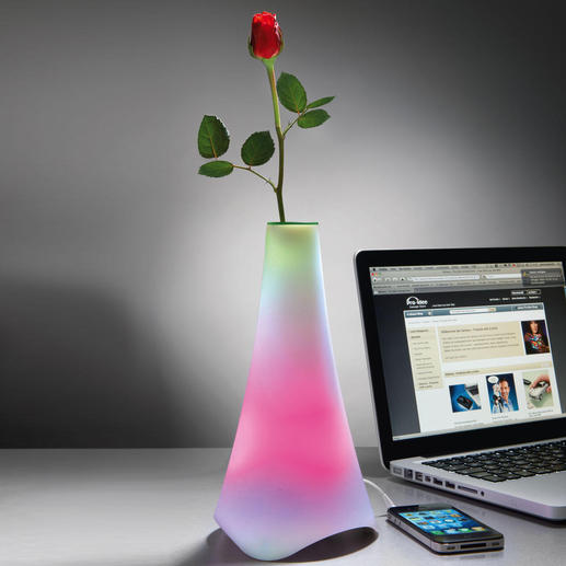 Musical Light Vase Light sculpture. Elegant vase. Mobile loudspeaker. With alternating colours.