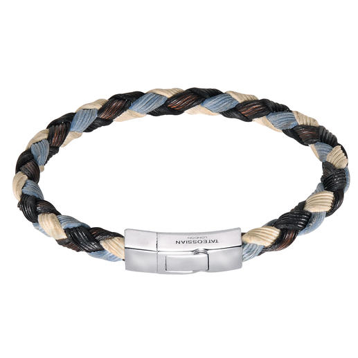 Tateossian Woven Leather Bracelet &ldquo;Nautical&rdquo; Fresh nautical colours add a touch of summer to this men&rsquo;s jewellery classic.