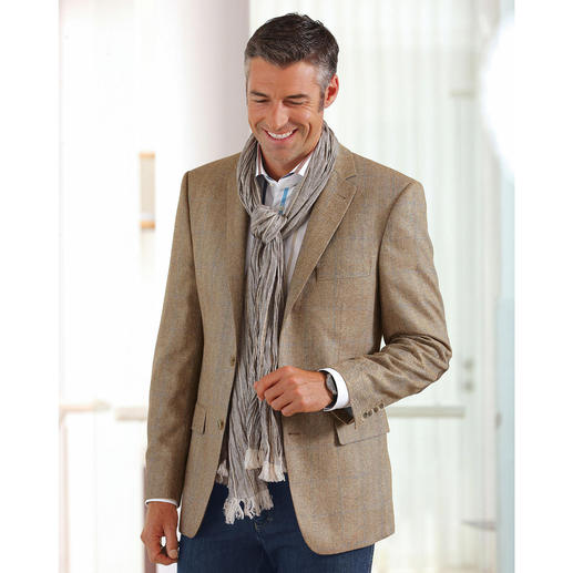 Barutti Silk Herringbone Jacket, beige/blue Ideal for summer &ndash; the jacket in pure silk. Its subtle colours suit all plain colours.