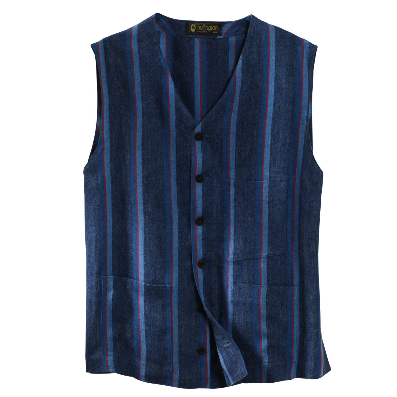 Buy Hollington Linen Waistcoat, blue-red striped