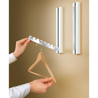 Fold-Out Designer Coat Rack, 1 Piece Convenient. Can accommodate up to 8 garment hangers.
