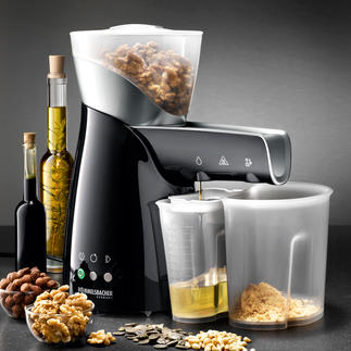 Electric Oil Press Presses seeds, nuts and kernels purely by mechanical means. Without heat.