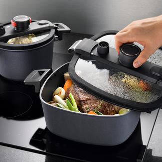Active Lite Cookware Premium cookware made of die-cast aluminium with diamond coating and lids with air-tight seal.