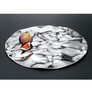 Fruit Plate Water Ultra-thin, with gentle wave structure. For serving and as a chic design object.