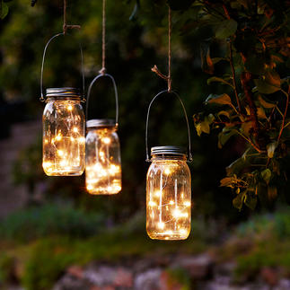 LED Light Chain in Canning Jar, Set of 3 “Fireflies” in a preserving jar softly light up the darkness.