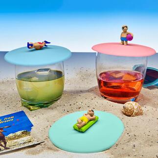 Glass Cover, Set of 3 Cool beach boys and girls protect your drinks from annoying insects.