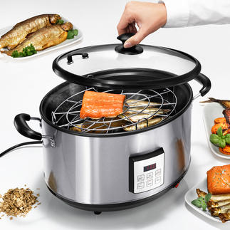 Electric Smoking Pan Hot or warm smoker. Electronic precision. Indoor and outdoor.