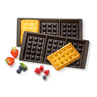 Silicone Waffle-Baking Pan, Set of 2 Pieces Enjoy waffles without the wait. 6 delicious waffles at a time: straight from the oven.