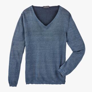 Seldom Linen Giza Sweater Grainy cool linen outside, finest Egyptian Giza cotton inside.