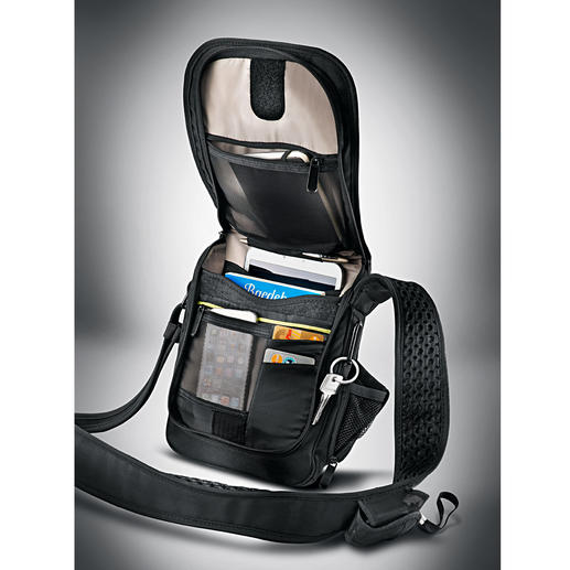 Safety Shoulder Bag Triple threat for thieves: Slash-proof. RFID protected. With alarm.