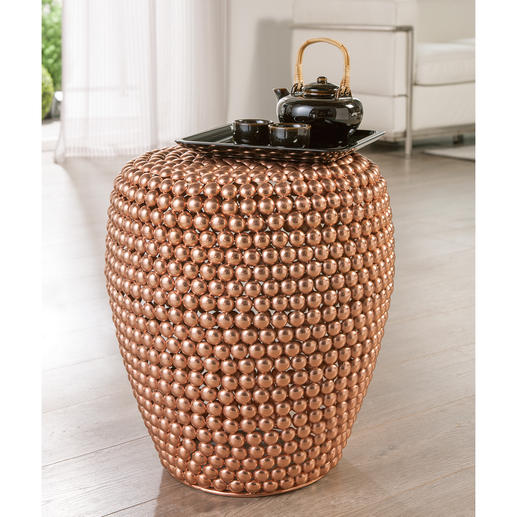 Dot Stool Copper In trendy copper. Handmade from hundreds of metallic beads. Each one unique.