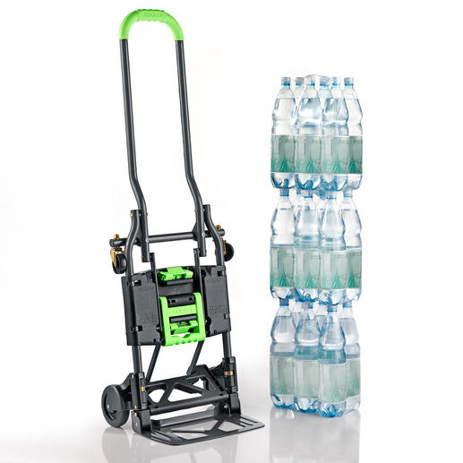 The trolley is quickly converted into a handcart with 2 smooth-running hard rubber castors. The trolley is quickly converted into a handcart with 2 smooth-running hard rubber castors.