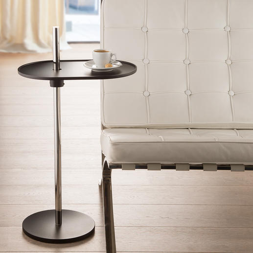 Olivo Side Table Rotates 360°. Seamless height adjustment. With an ingenious leaf spring mechanism.