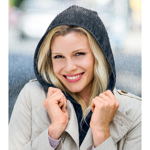 Hood To Go Chic and practical rain protection that’s easy to wear under or over your coat or jacket.