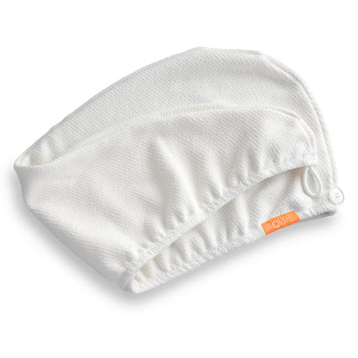 The turban design has a convenient button closure which keeps it securely in place. The turban design has a convenient button closure which keeps it securely in place.