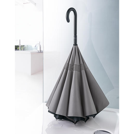 Placed vertically, you can save space while leaving the umbrella to dry in the shower. Placed vertically, you can save space while leaving the umbrella to dry in the shower.