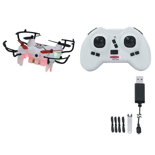 Despite its small size the remote control features 4-channel radio control. Despite its small size the remote control features 4-channel radio control.