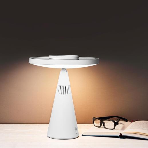 Easy to rotate 45 degrees up - and your cosmetic mirror becomes a designer table lamp. Easy to rotate 45 degrees up - and your cosmetic mirror becomes a designer table lamp.