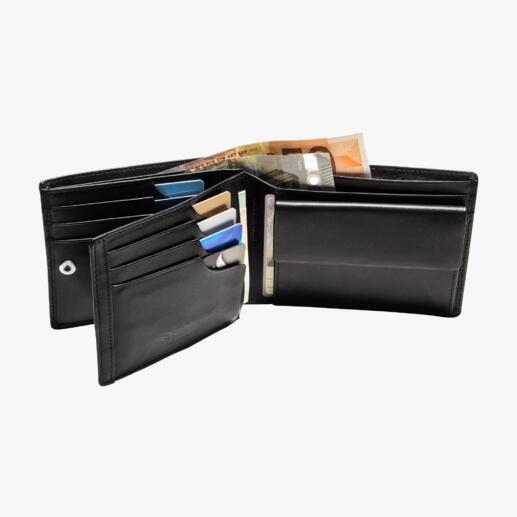 Secured Leather Wallet with Integrated RFID Protection The leather wallet with an ingenious security system for your credit cards.