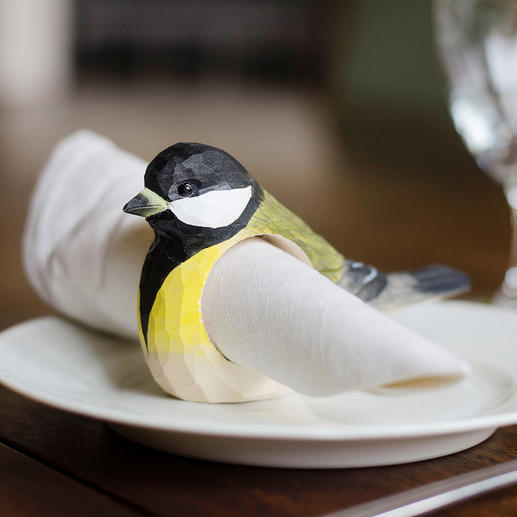 Napkin Rings Birds, Set of 6 Your feathered friends - as enchanting napkin rings made of wood, handmade.