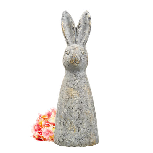 Rabbit statue Artfully abstracted. XL figurine. Sturdy stone look, 100% weatherproof.