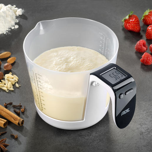 Measuring cup/Digital scale Now all you need is this brilliant measuring cup scale to weigh ingredients down to the gramme.