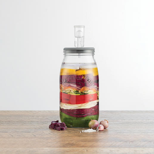 Thanks to the fermentation valve in the airtight lid, there is no excess pressure in the glass – for maximum success when preparing your delicacies.