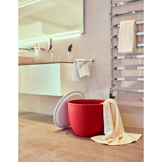 Also ideal for bathrooms and saunas – as a container for your bath towels, sports gear, ... Also ideal for bathrooms and saunas – as a container for your bath towels, sports gear, ...