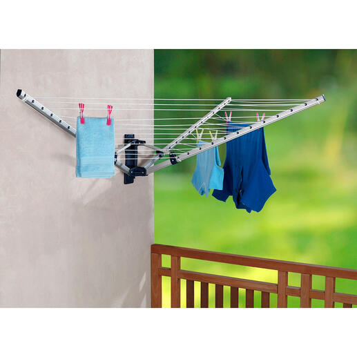 Folding Wall-mounted Rotary Clothes Dryer 18-metre (59 ft) clothesline – just one metre (3 ft) when stored away.