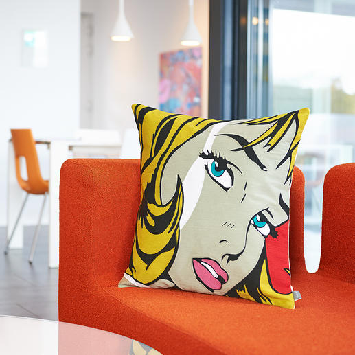 Pop Art Cushion Cover Fame The brightly coloured, iconic motif is created using a precise single-thread chain stitch technique.