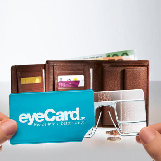 Tucked away in its practical plastic case you’ll always have the eyeCard® with you.