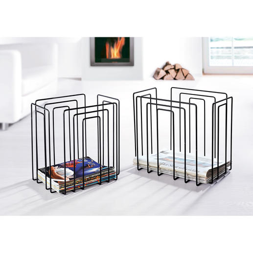 Newspaper or Magazine Rack Fancy design holds all issues: Space saving, organised, accessible. Now also in black.