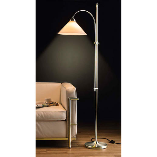 Berlin Brass Floor Lamp Still made the traditional way – in brass and with mouth blown opal glass. Energy label: Lamp A++ to E.