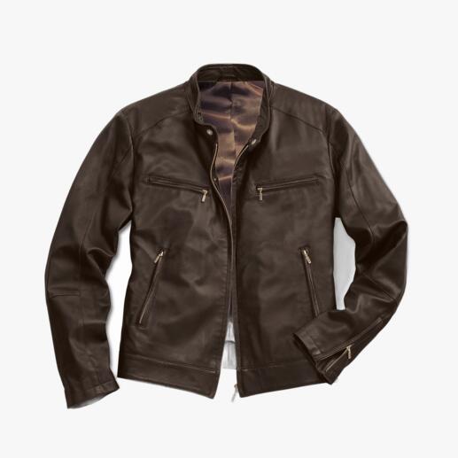 28 oz Reindeer Leather Jacket A mere 28 ounces: Rare reindeer calf nappa – silky soft and yet surprisingly hardwearing.