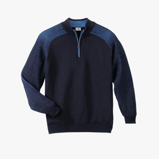 Stereo-System® Jumper The warm woollen jumper that never ever scratches. Fine merino wool on the outside, pure cotton on the inside.