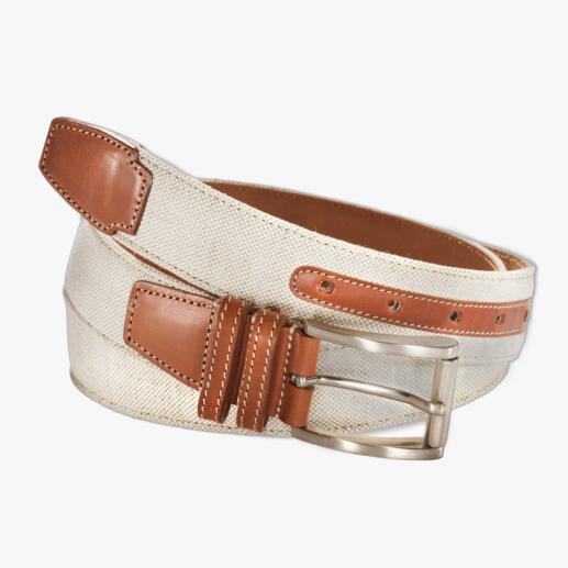 Italian Linen/Leather Belt Summery light. Stylish. Sturdy : The linen belt with a leather lining.