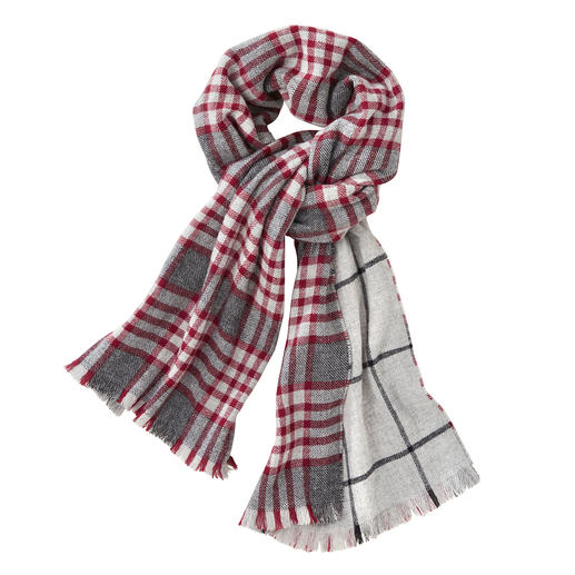 Johnstons Double- Face Checked Scarf, Red/Grey buy