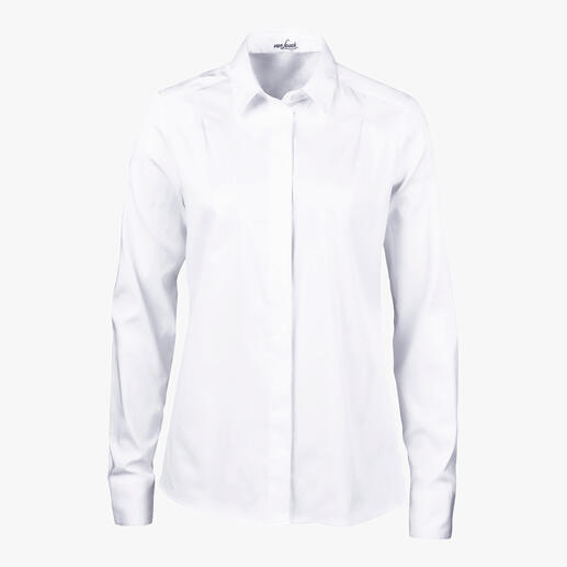 van Laack Pleated Shirt-Style Blouse, White More feminine and elegant than most: The shirt-style blouse with pleated back. By van Laack.