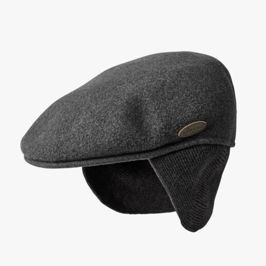 Kangol® Ear flaps-flat cap The current trend: Flat caps. This is the Kangol®-Original from 1954. With fold-out neck and ear flaps.