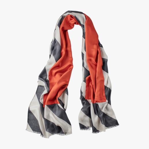 Abstract Reversible Scarf Today a classic in black and grey. Tomorrow a fashion highlight with brick red accents.