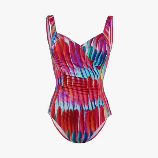 Figure-Shaping Swimsuit Brushstroke Thinner thanks to 20% Xtralife-Lycra®. Visually flattering thanks to the clever pattern and cut.
