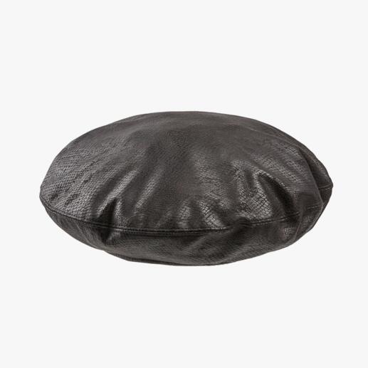 Mayser Reversible Beret Three trends in one: Beret, soft velvet jersey and an embossed snakeskin pattern.
