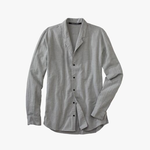 Hannes Roether Shirt with Stand-up Collar With a dash of warm wool. The collar can be turned down to give styling options. By Hannes Roether.